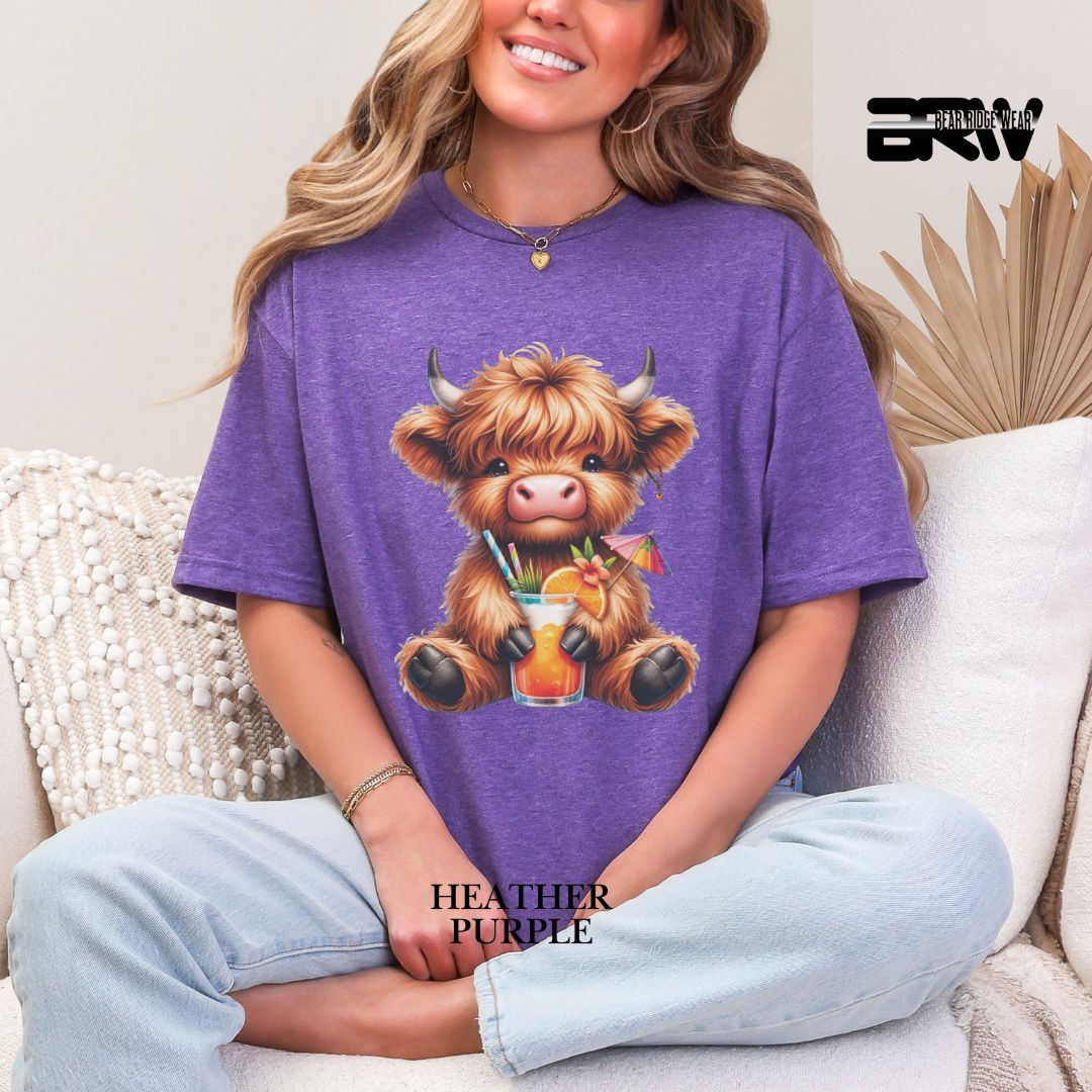 'Highland Cow-Tropical Drink' 2 Summer Tee