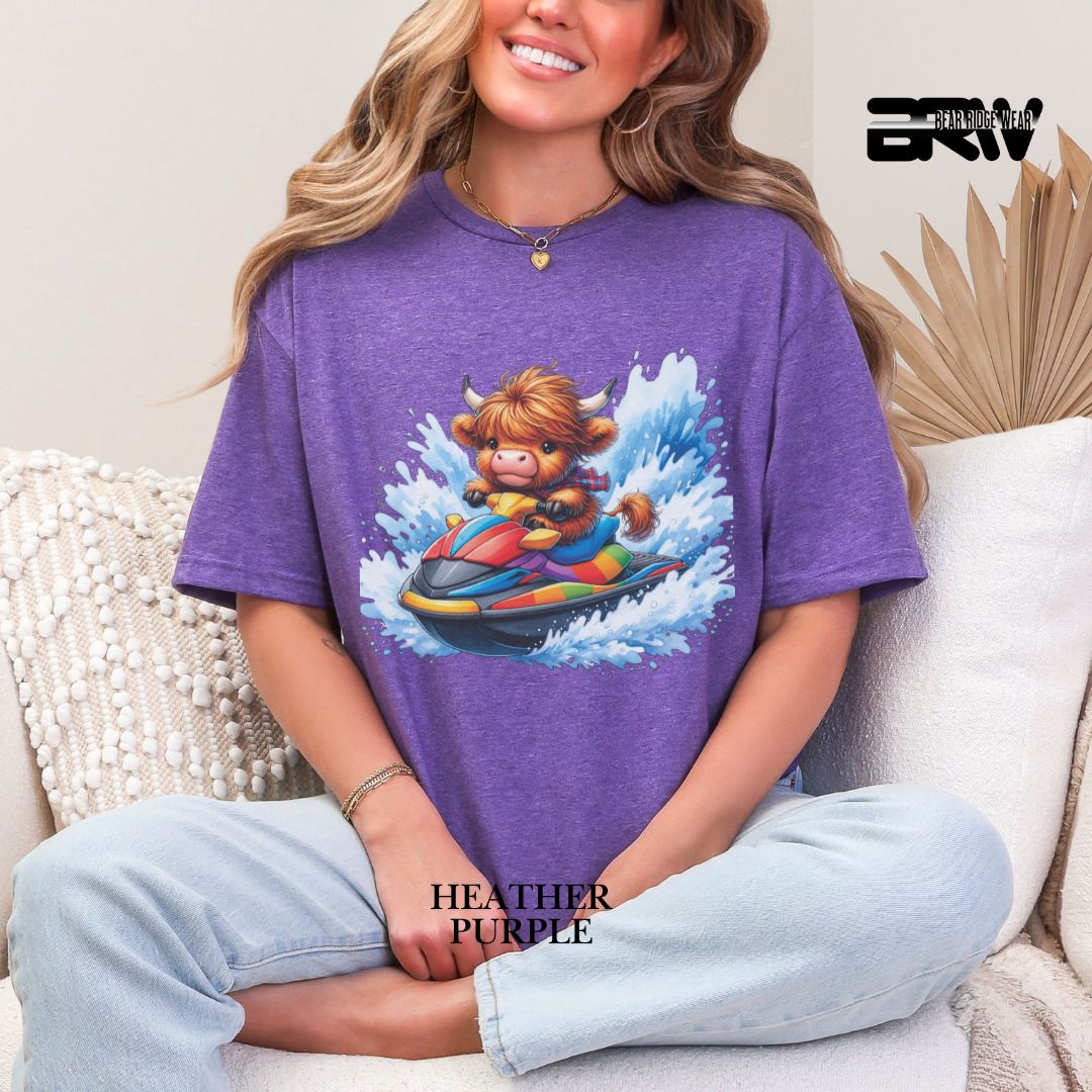 'HHighland Cow-Ski Mobile' 2 Summer Tee