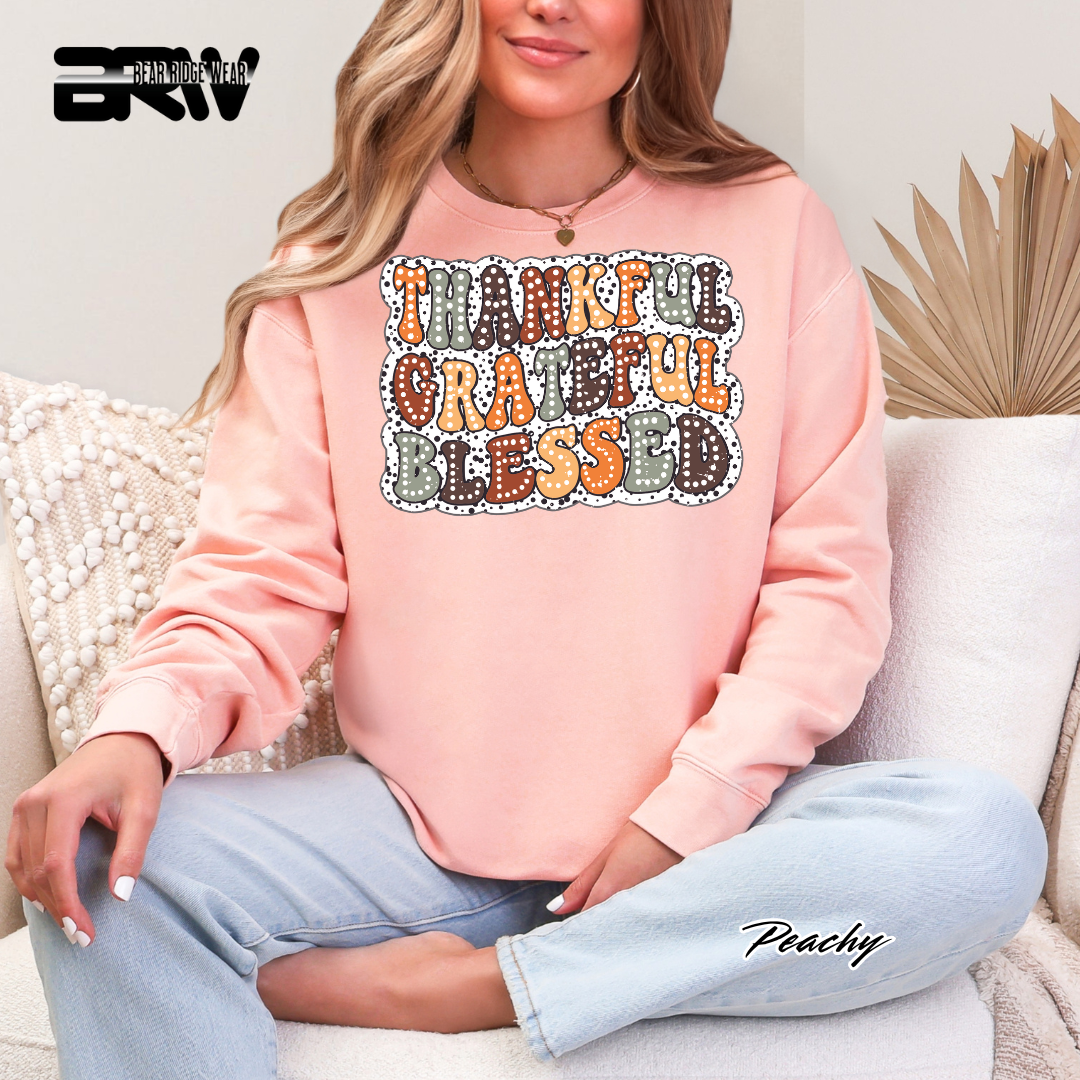 'Thankful Grateful Blessed' Fall Crewneck Sweatshirt