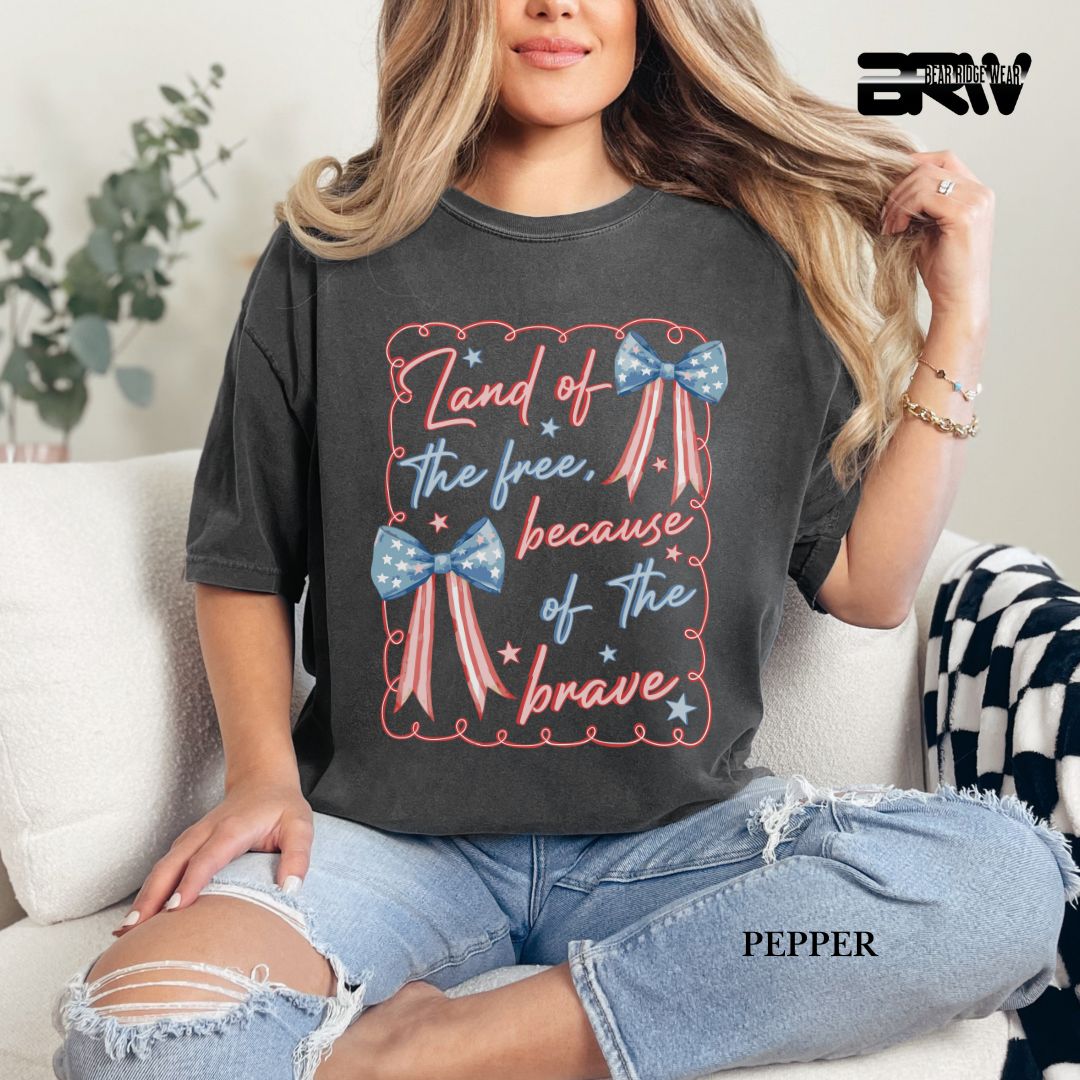 Land Of The Free-Bows- Patriotic Tee