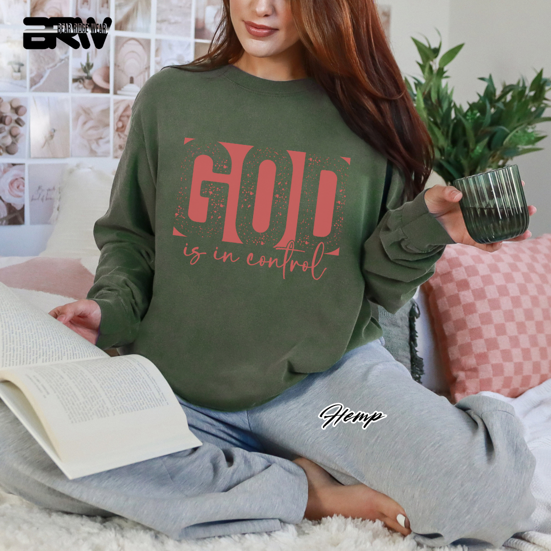 'God Is In Control' Pink Faith Long-Sleeve Tee