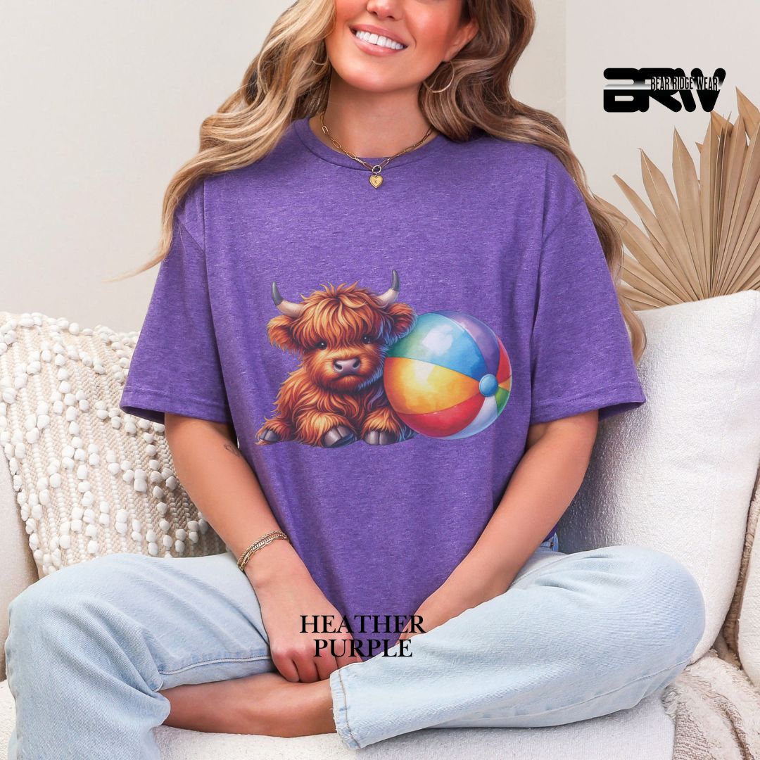 'Highland Cow-Beach-Ball' 2 Summer Tee