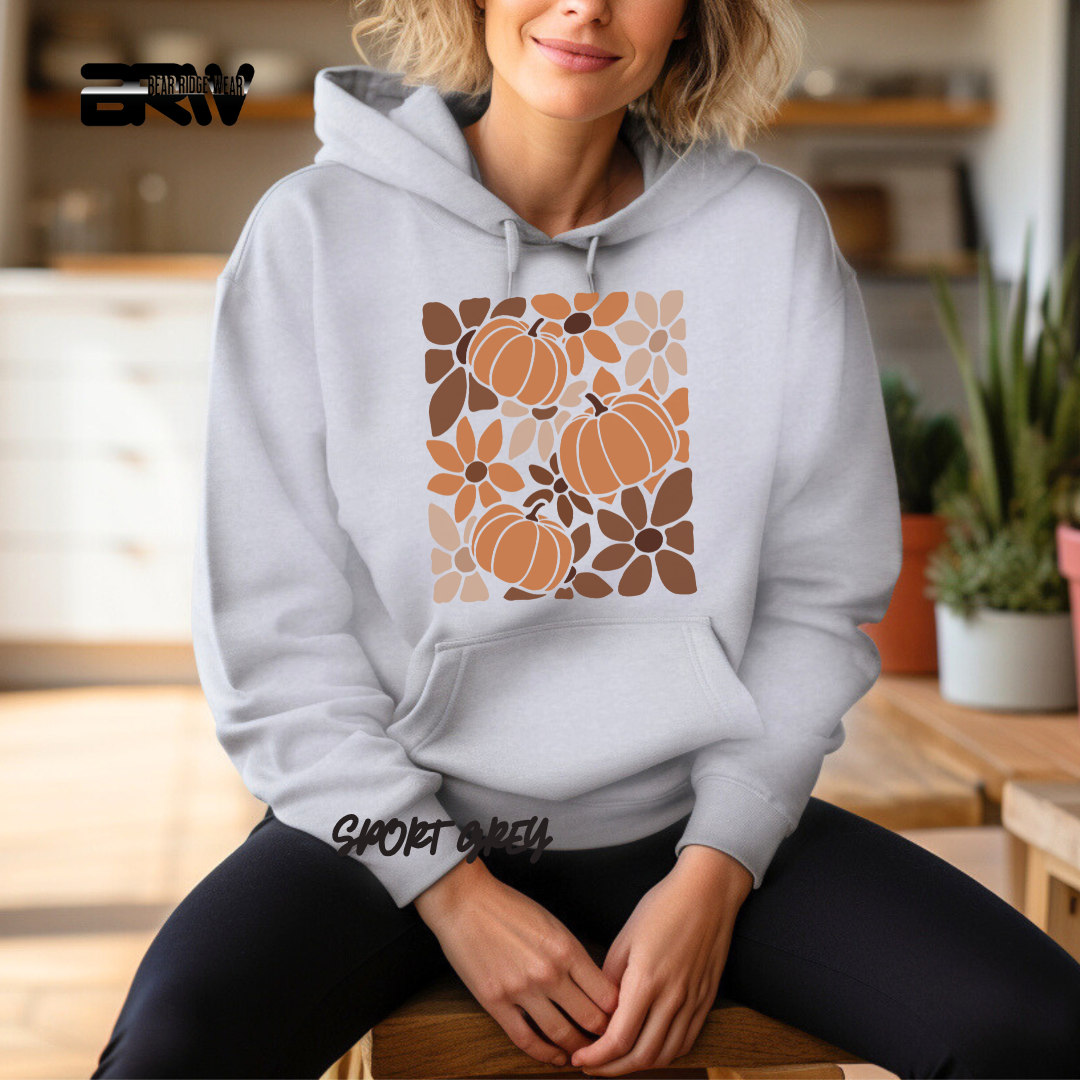 'Boho Floral Pumpkin' Fall Hoodie