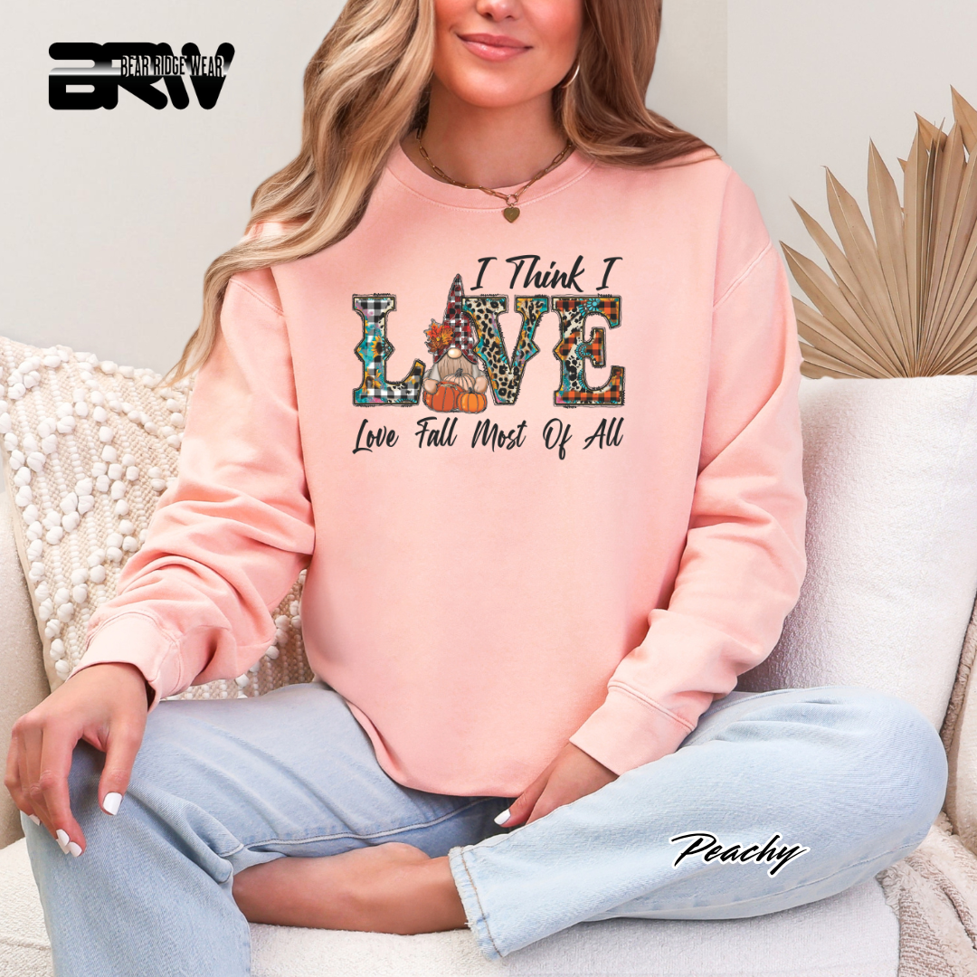 'Love Fall Most Of All-Gnome' Fall Crewneck Sweatshirt