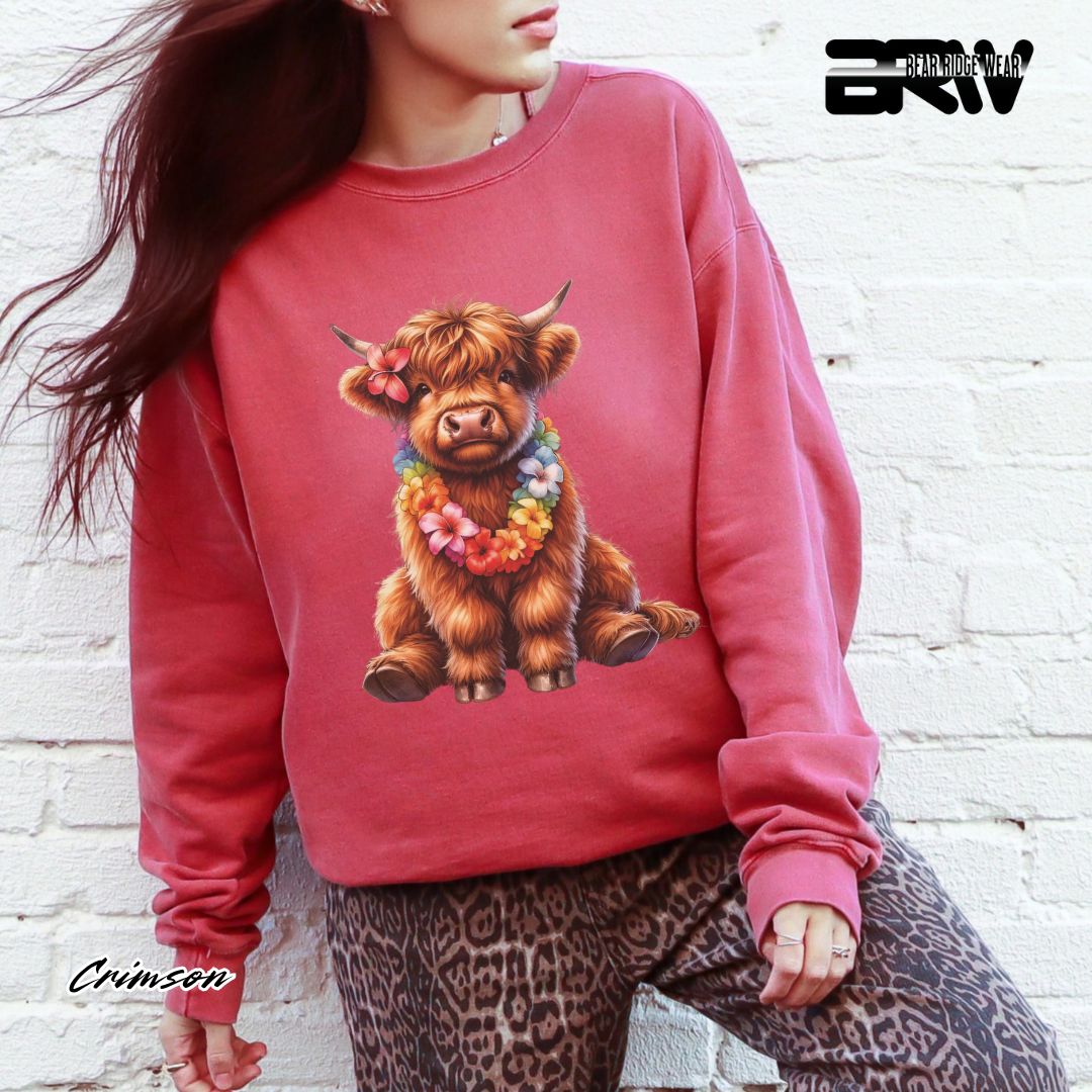 'Highland Cow-Lei' Summer Long Sleeve Tee