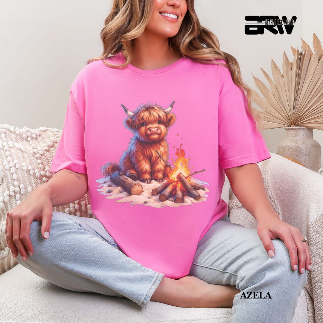 'Highland Cow- Bonfire'  Summer Tee