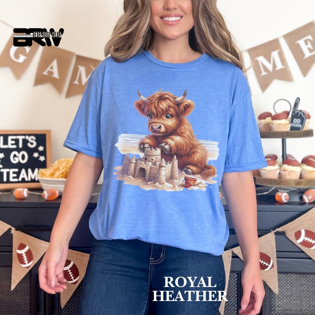 'Highland Cow-Sandcastle' 2 Summer Tee