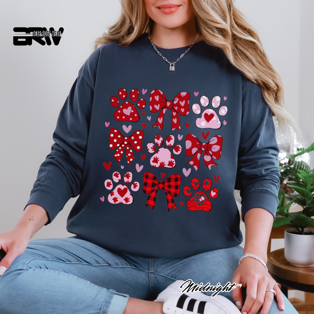 'Dog Paws and Ribbons' Long Sleeve Tee