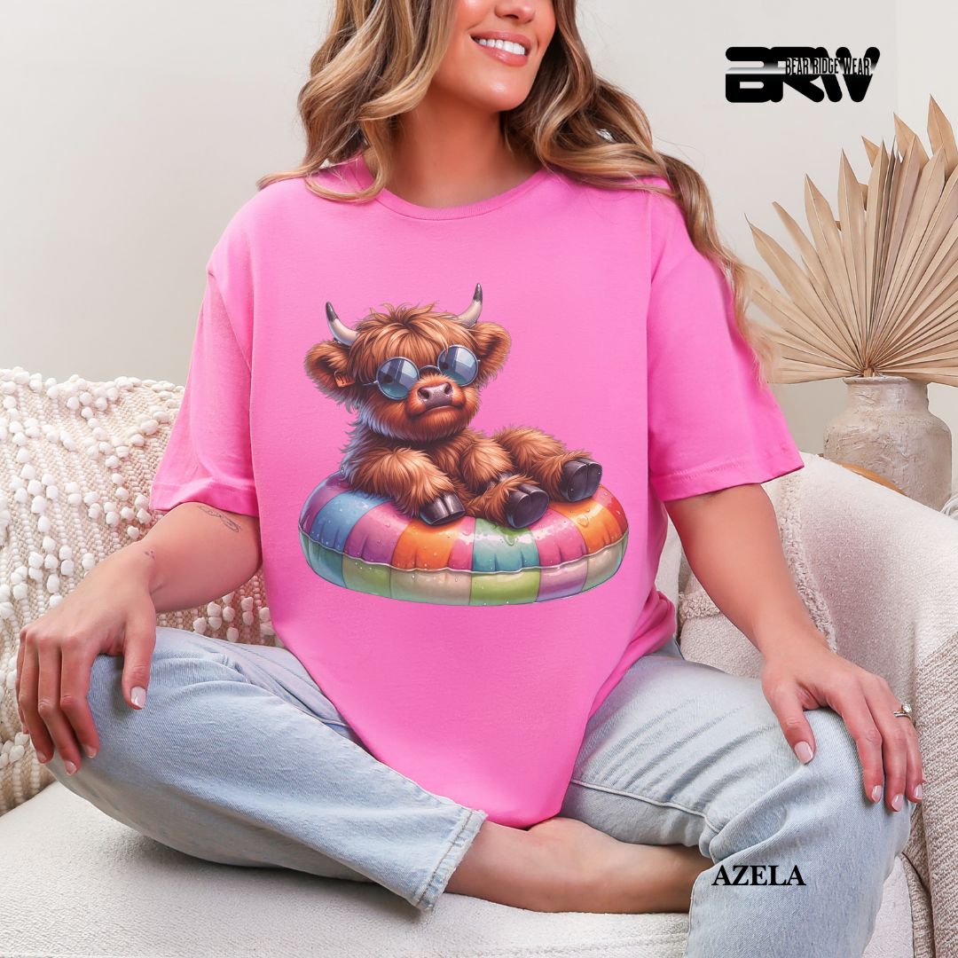 'Highland Cow- Float'  Summer Tee
