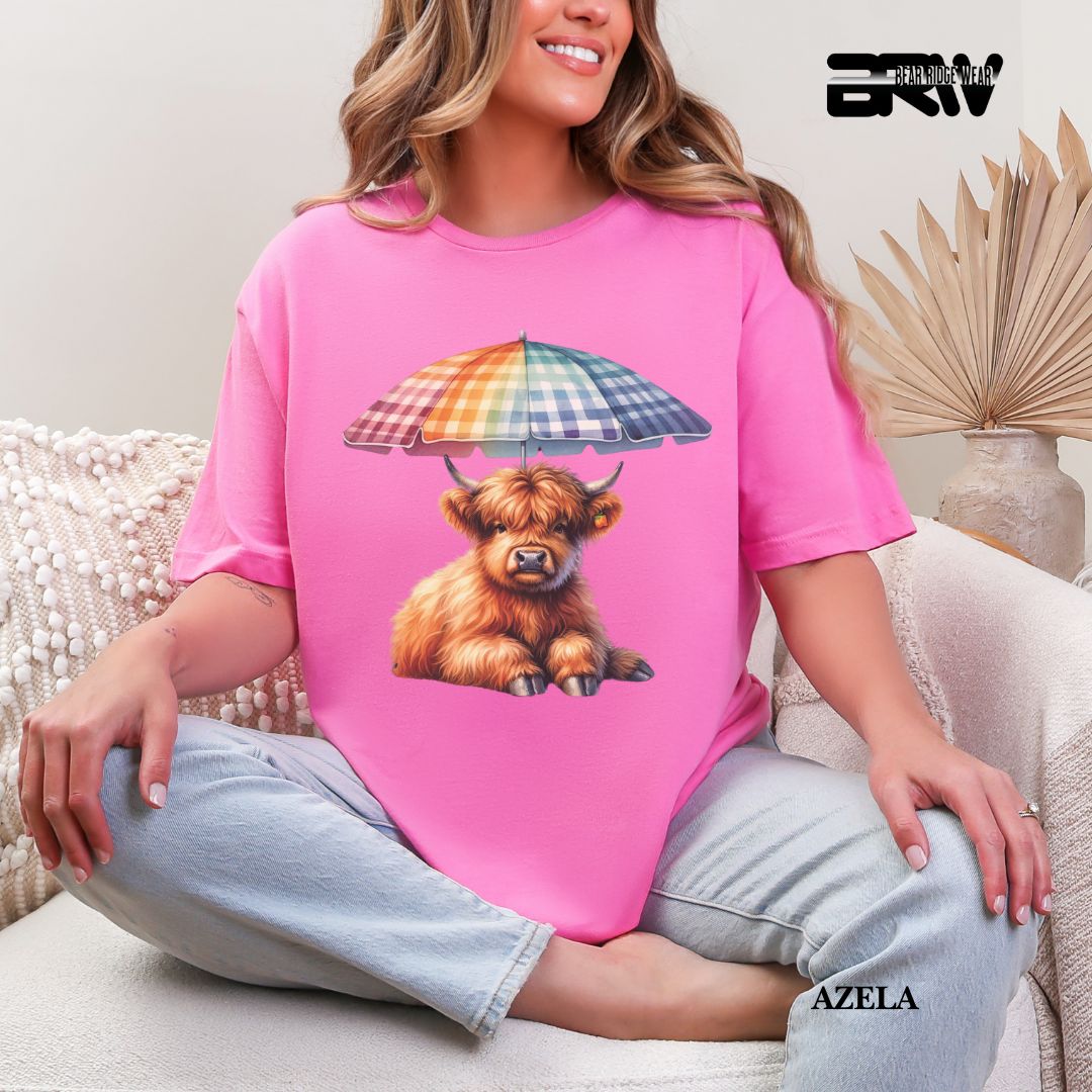 'Highland Cow-Umbrella'  Summer Tee