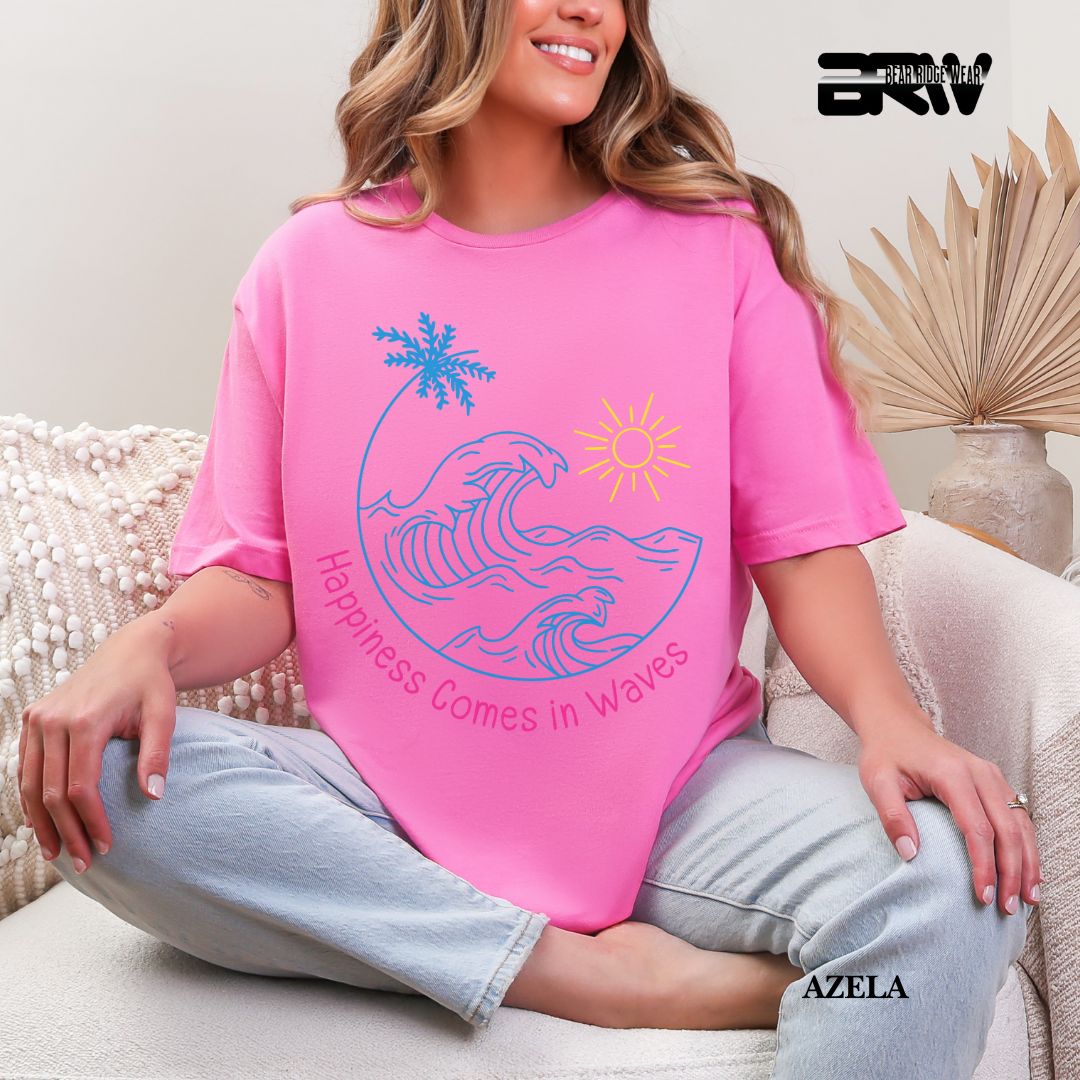 'Happiness Comes In Waves' With Color Summer Tee