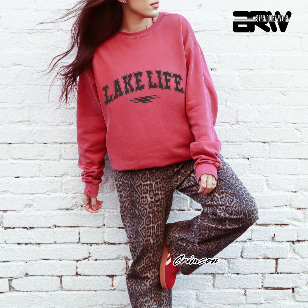 'Lake Life' Black Stroke Crewneck Sweatshirt