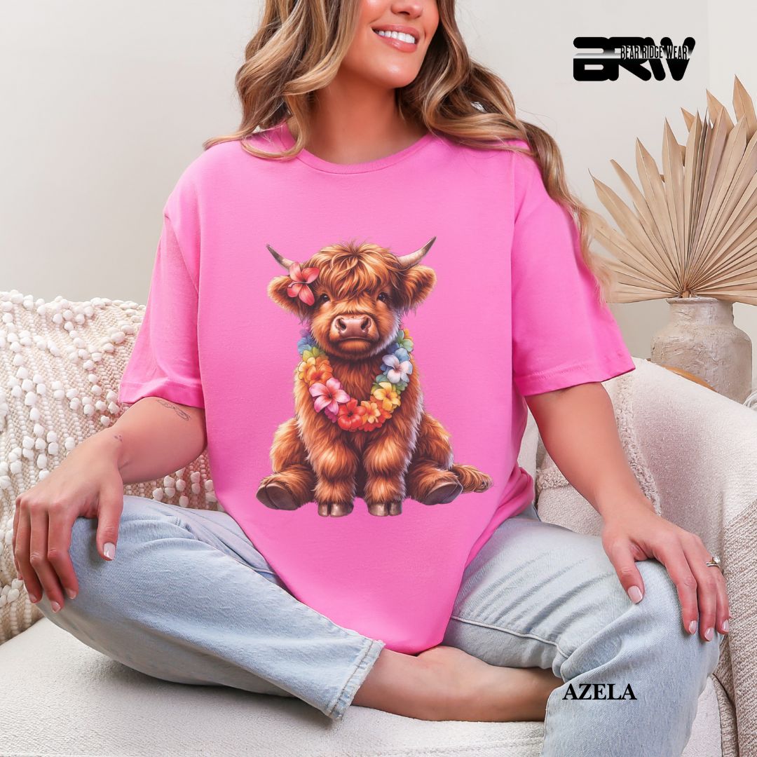 'Highland Cow- Lei'  Summer Tee