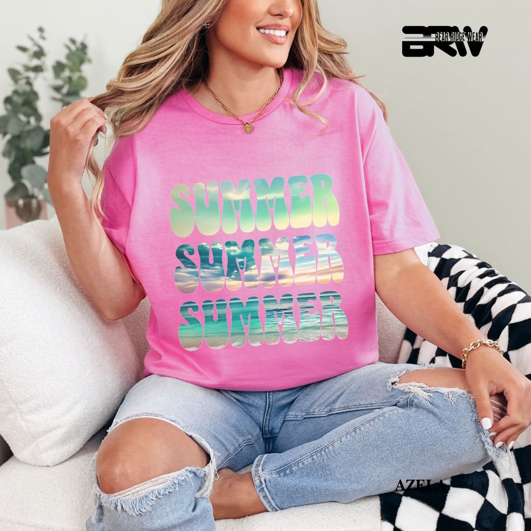 'Vibrant Summer Bubble Letter'  Summer Tee