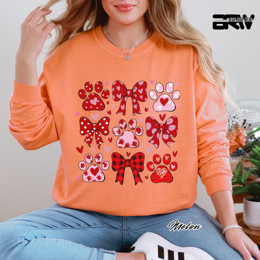 'Dog Paws and Ribbons' Long Sleeve Tee