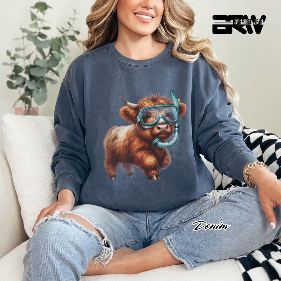 'Highland Cow-Snorkel' Summer Long Sleeve Tee