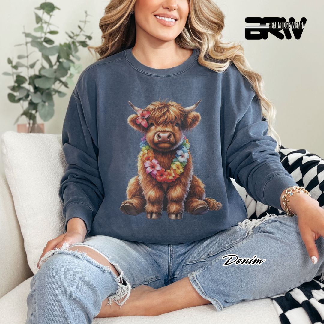 'Highland Cow-Lei' Summer Long Sleeve Tee