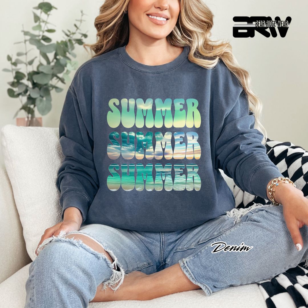 'Vibrant Summer Bubble Letter' Summer Long Sleeve Tee