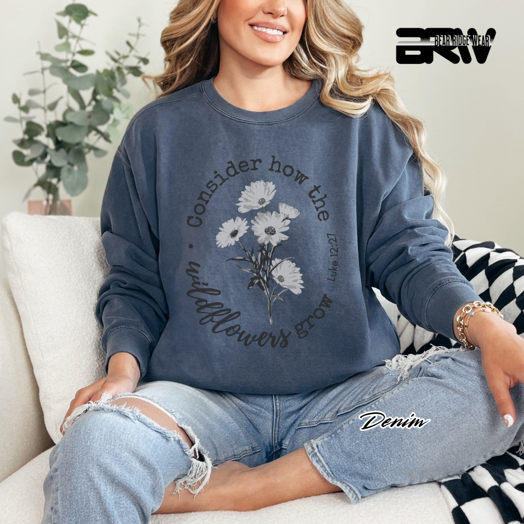 'Consider How the Wildflower Grow' Faith Crewneck Sweatshirt