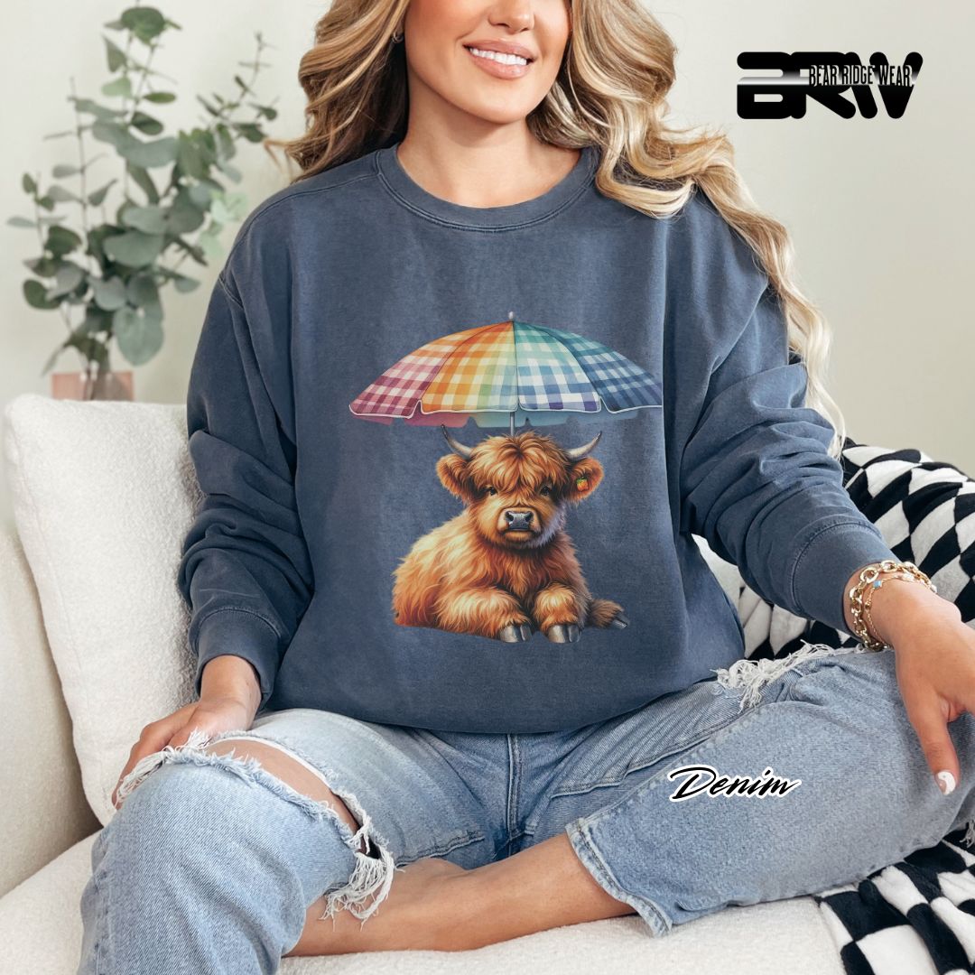 'Highland Cow-Umbrella' Summer Long Sleeve Tee
