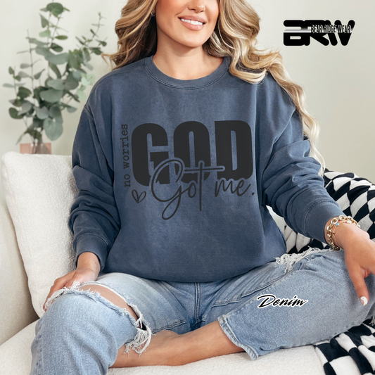 'No Worries God Got Me' Faith Crewneck Sweatshirt