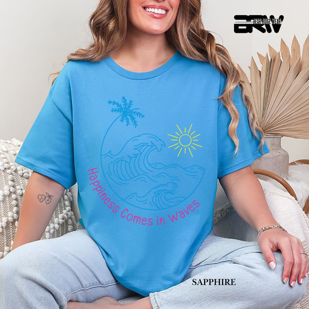 'Happiness Comes In Waves' 3 Summer Tee