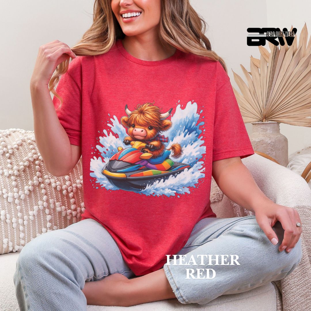 'HHighland Cow-Ski Mobile' 2 Summer Tee