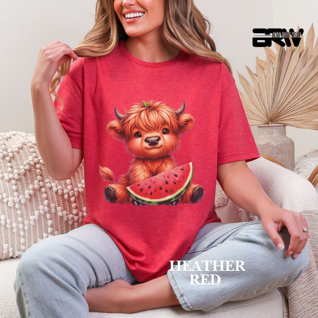 'Highland Cow-Watermelon' 2 Summer Tee