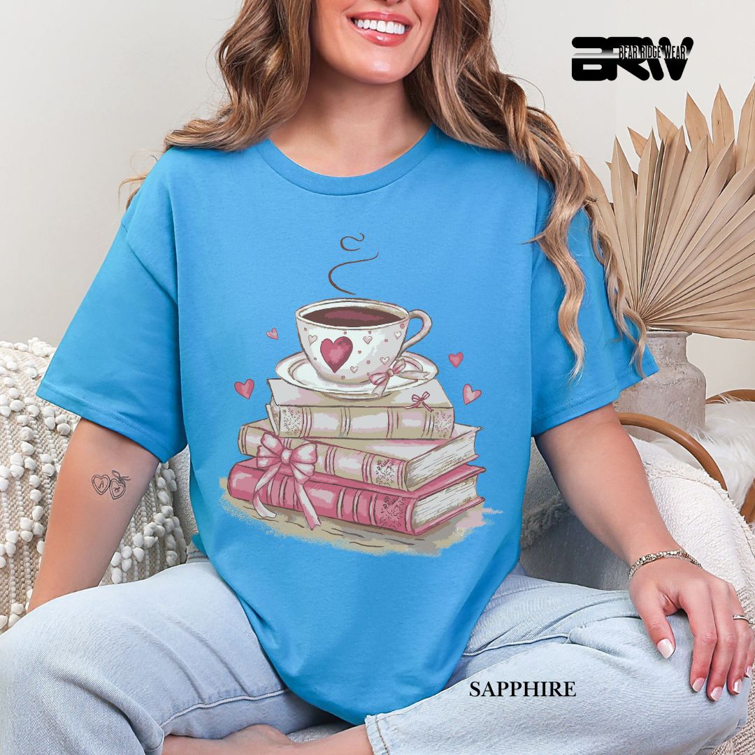 'Coffee On Top Of The Book' Valentines Tee