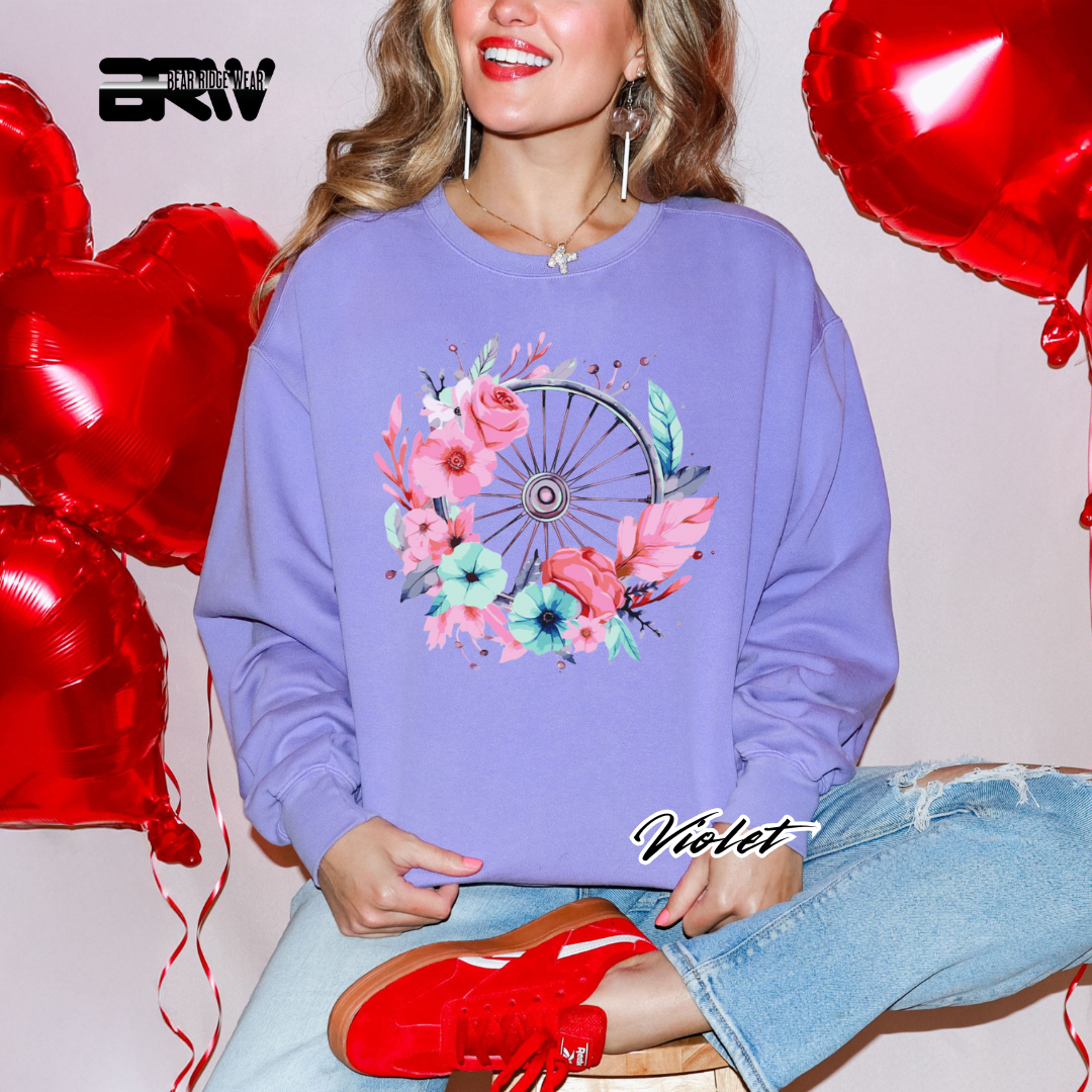 'Flower-Wagon Wheel' Long Sleeve Tee