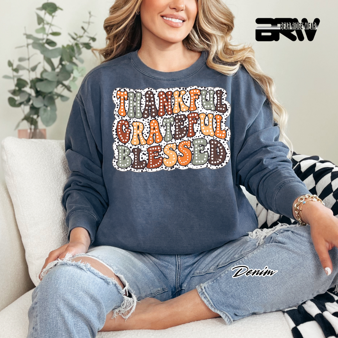 'Thankful Grateful Blessed' Fall Crewneck Sweatshirt