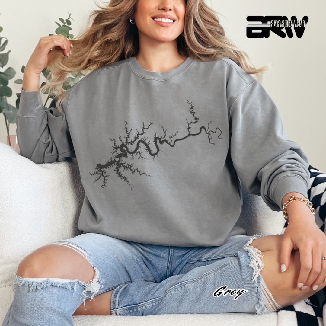 'Lake Cumberland Map' Crewneck Sweatshirt