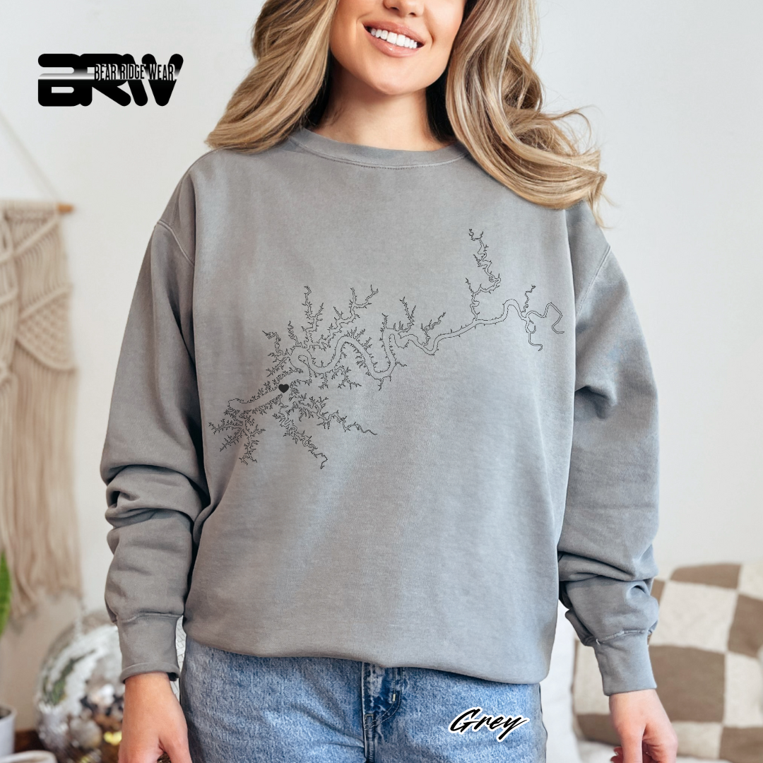 'Minimal Lake Cumberland' Map Crewneck Sweatshirt