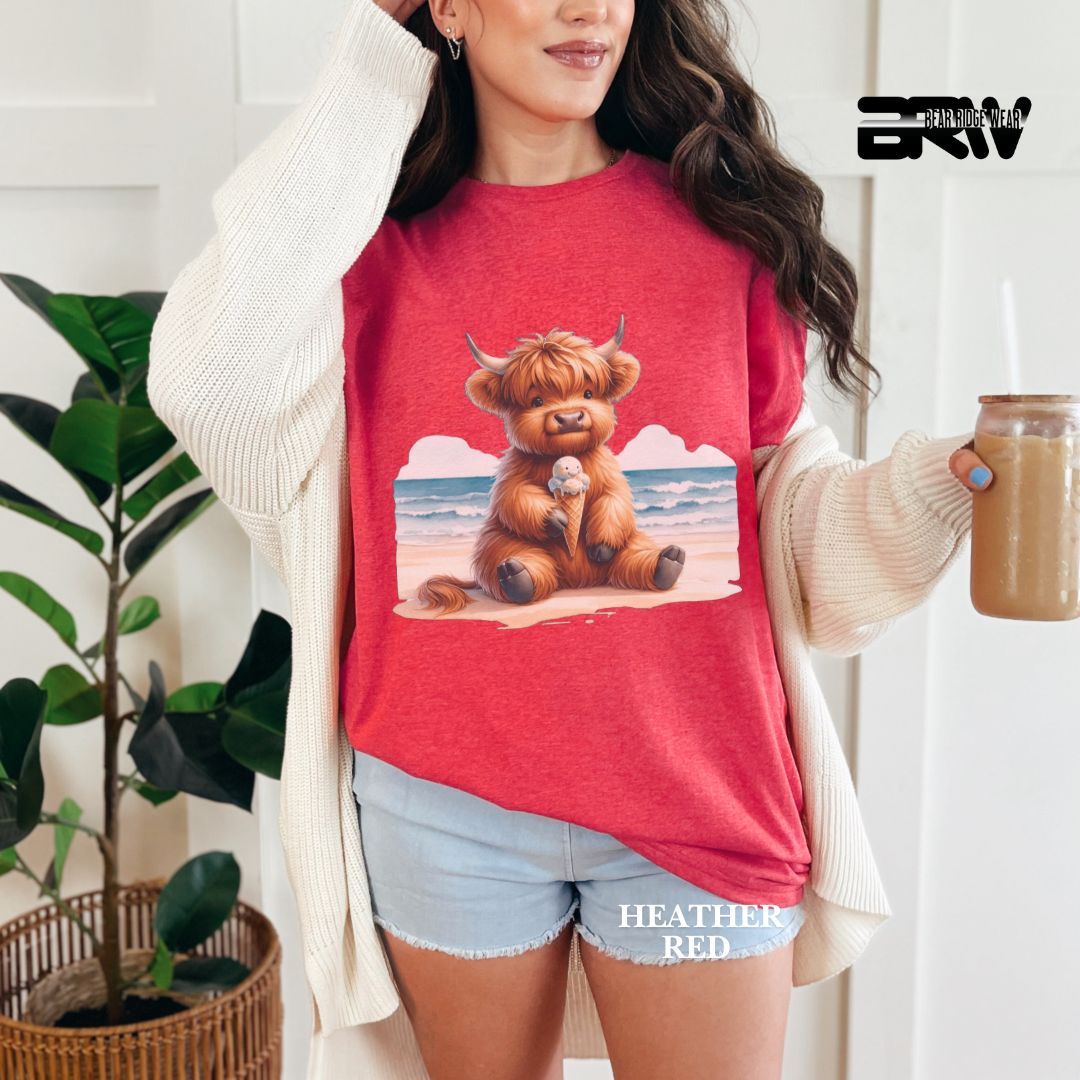 'Highland Cow-Ice Cream' 2 Summer Tee