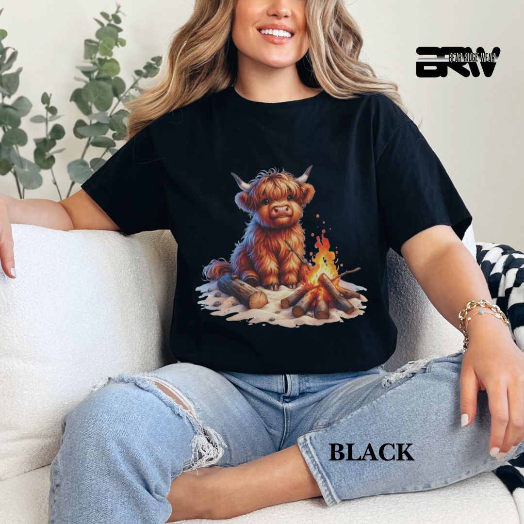 'Highland Cow- Bonfire'  Summer Tee