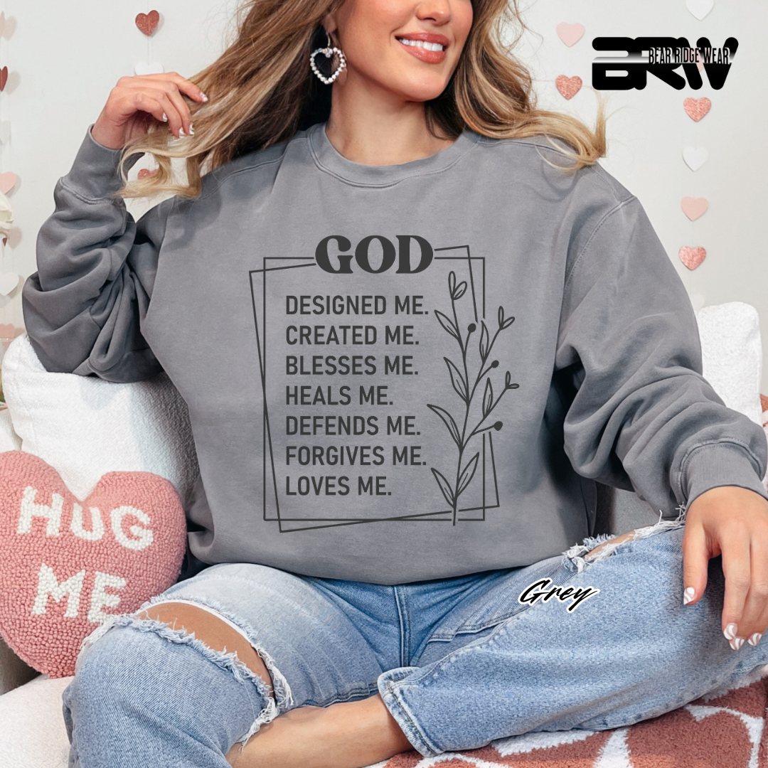 'God Designed, Created, Blesses, Heals Me' Faith Long Sleeve Tee
