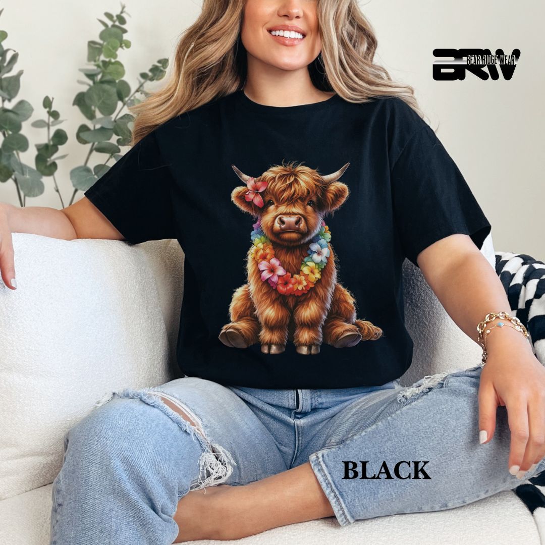 'Highland Cow- Lei'  Summer Tee