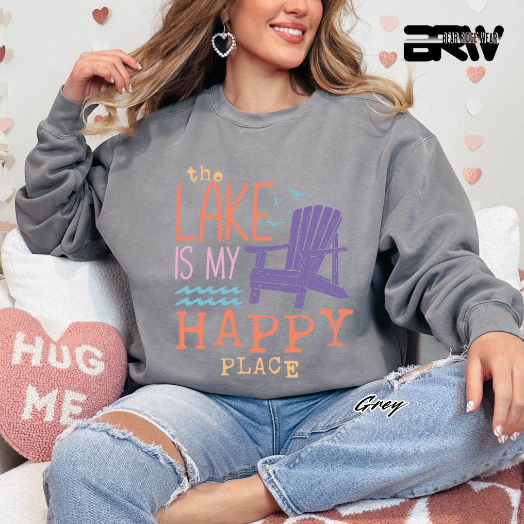 'The Lake Is My Happy Place' Summer Crewneck Sweatshirt