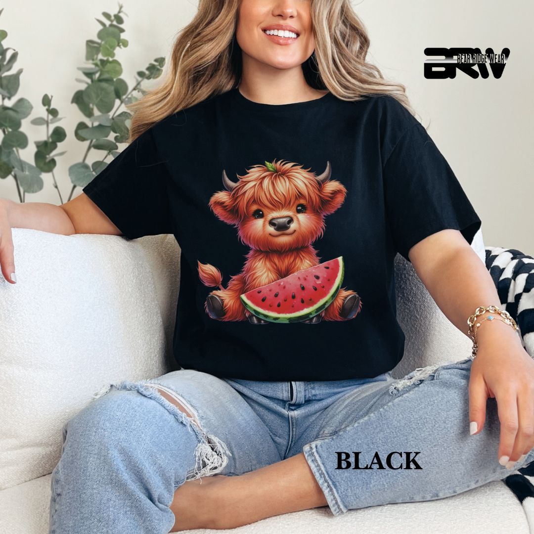 'Highland Cow- Watermelon'  Summer Tee