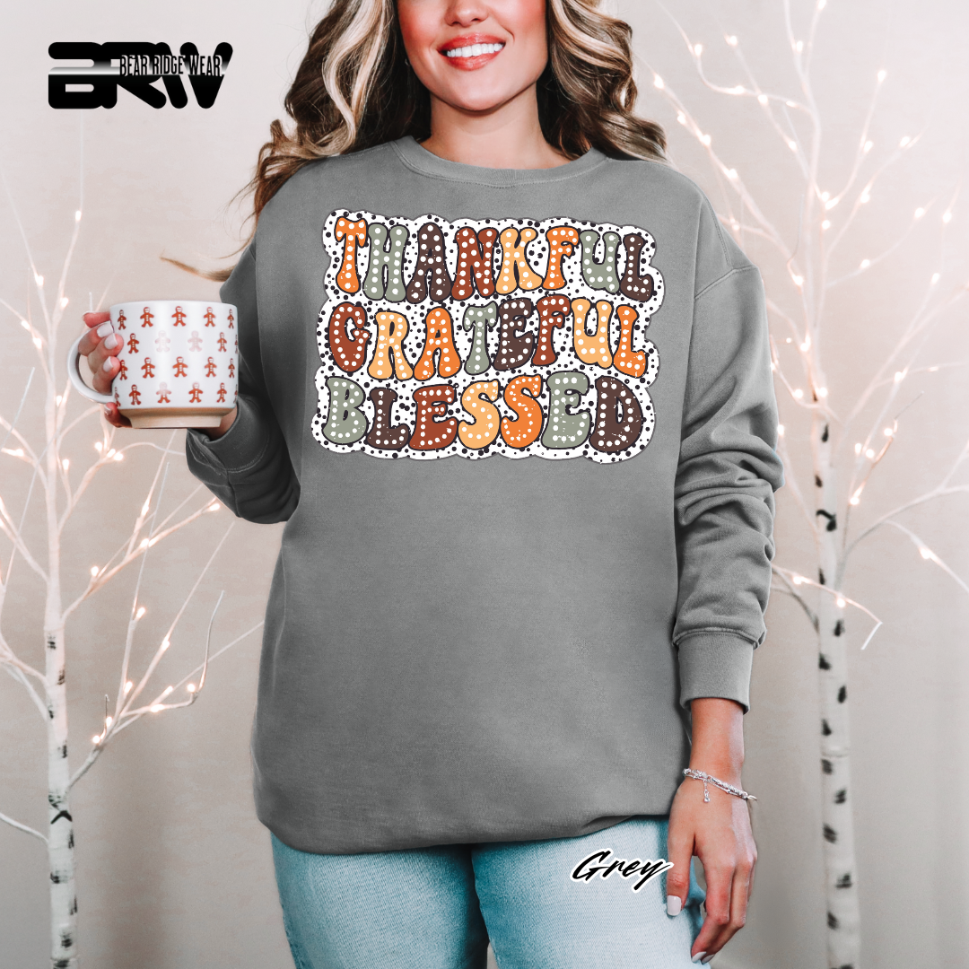 'Thankful Grateful Blessed' Fall Crewneck Sweatshirt