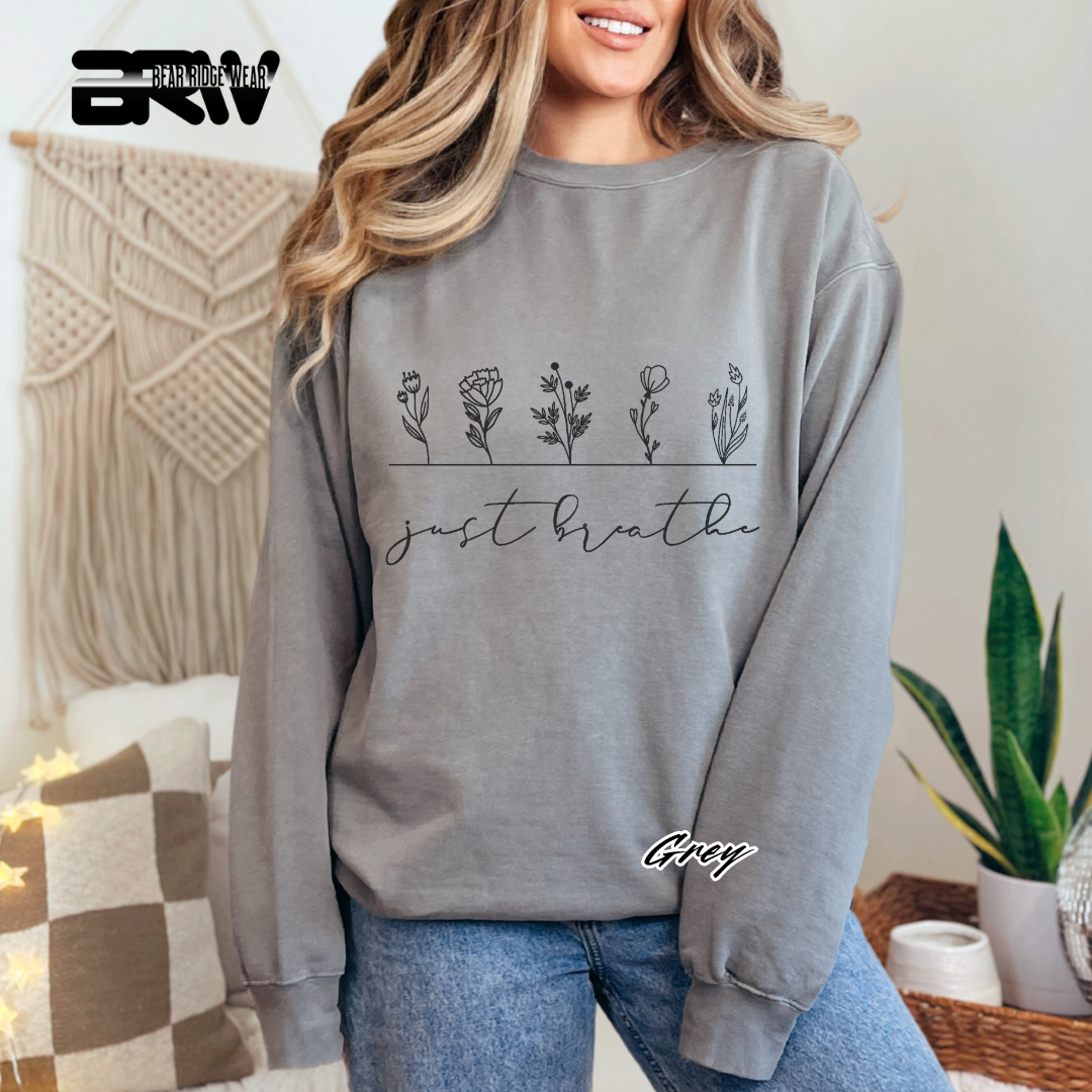 'Just Breathe' Everyday Crewneck Sweatshirt