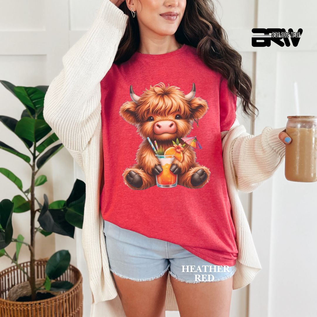 'Highland Cow-Tropical Drink' 2 Summer Tee
