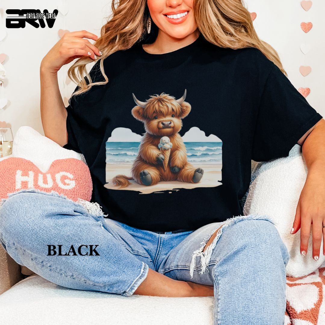 'Highland Cow-Ice Cream'  Summer Tee