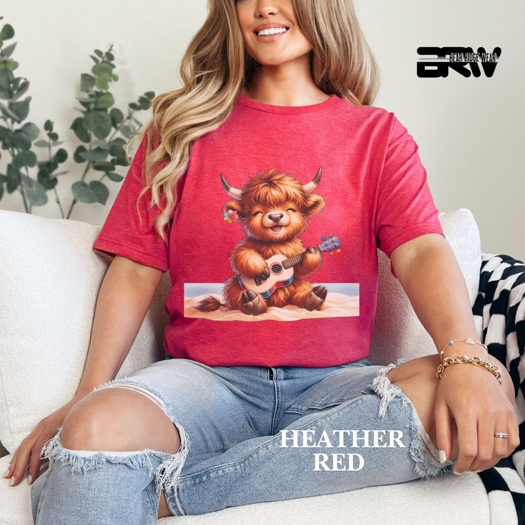 'Highland Cow-Guitar' 2 Summer Tee