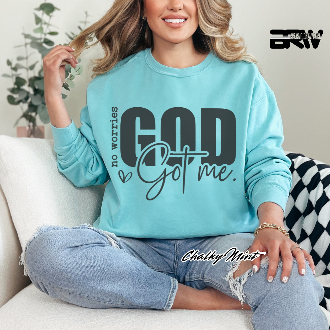 'No Worries, God Got Me' Faith Long-Sleeve Tee