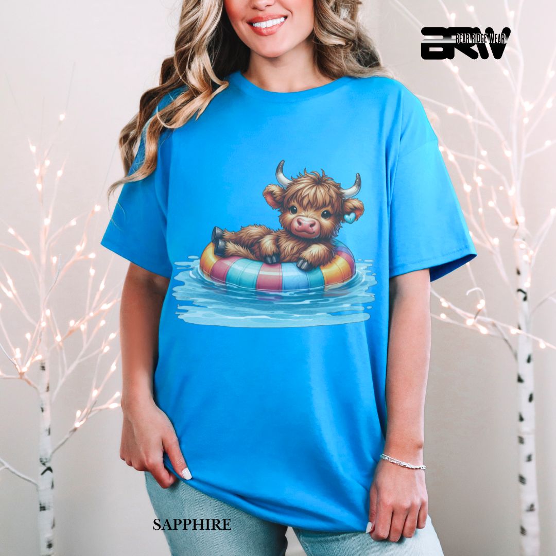 'Highland Cow-Float' 3 Summer Tee