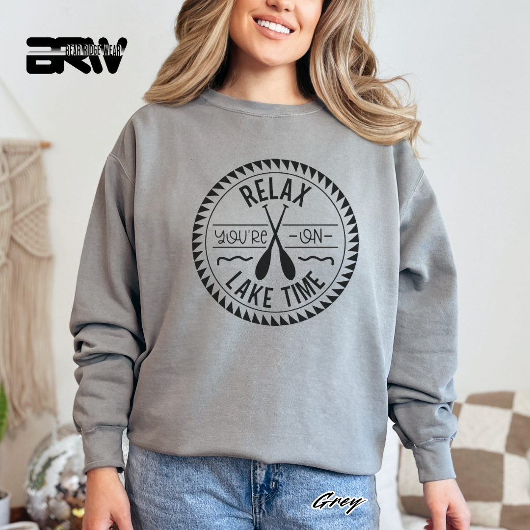 'Relax You are On Lake Time' Crewneck Sweatshirt