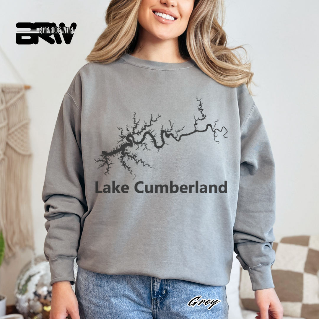 'Black Lake Cumberland Map' Crewneck Sweatshirt
