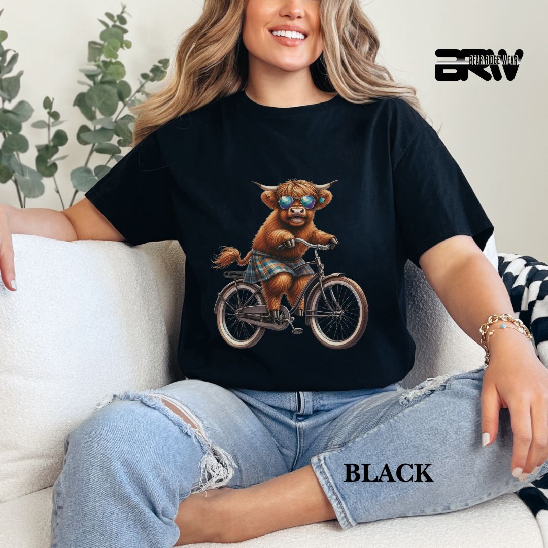 'Highland Cow-Bicycle'  Summer Tee