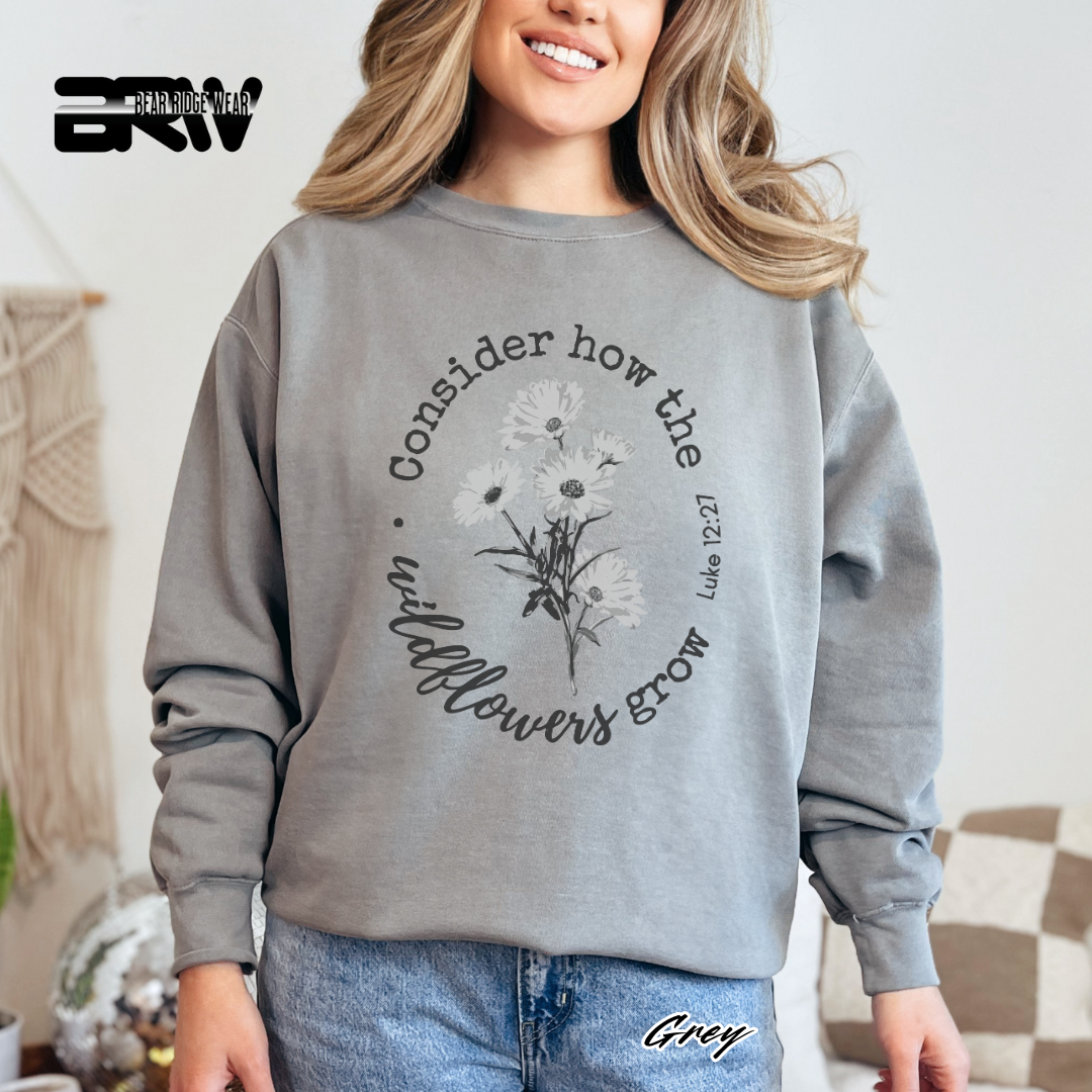 'Consider How the Wildflower Grow' Faith Crewneck Sweatshirt